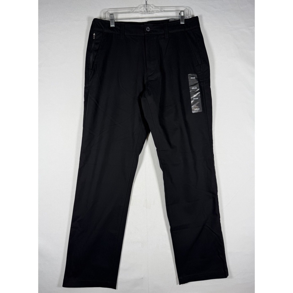 NWT Eddie Bauer Pants Mens 34x32 Black MR Flex WR Sport Chino Classic Fit $80